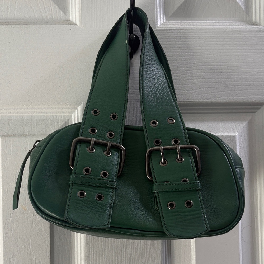 Free People Green Leather dutch Bag with Buckle Straps